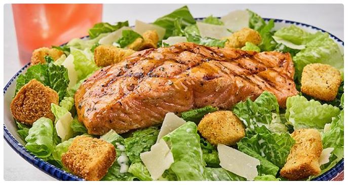 Classic Caesar Salad with Grilled Salmon